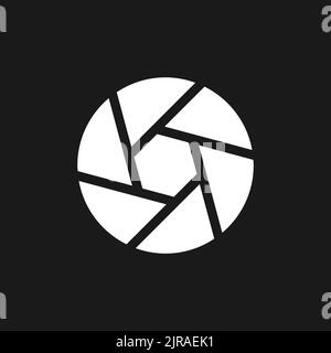 Camera diaphragm dark mode glyph ui icon Stock Vector