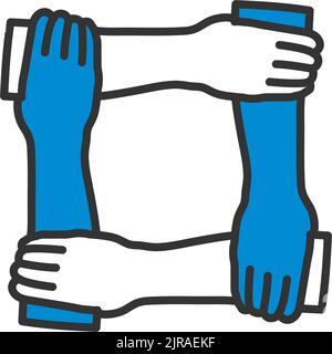 Icon Of Crossed Hands. Editable Bold Outline With Color Fill Design. Vector Illustration. Stock Vector