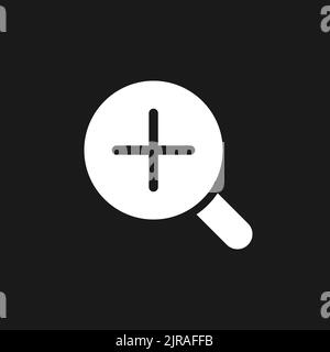 Magnifier and plus dark mode glyph ui icon Stock Vector