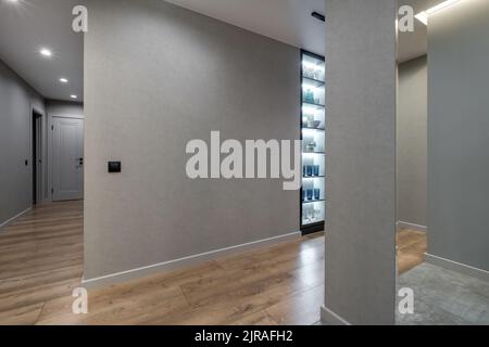 empty corridor in interior of entrance hall of modern apartments Stock Photo