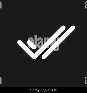 Two checkmarks dark mode glyph ui icon Stock Vector