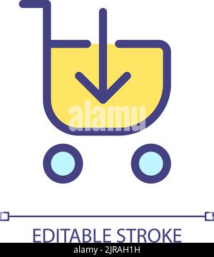 Loading shopping cart pixel perfect RGB color ui icon Stock Vector