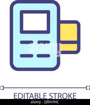 Card payment terminal pixel perfect RGB color ui icon Stock Vector