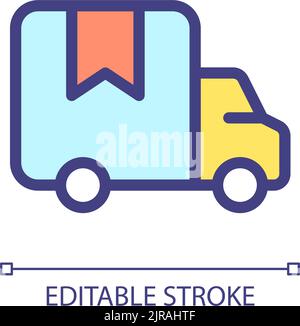 Delivery truck pixel perfect RGB color ui icon Stock Vector