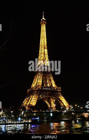 PARIS, FRANCE -APRIL 7, 2018:  The Eiffel Tower is the most famous landmark of the city Stock Photo