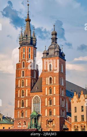 St. Mary's Basilica in Krakow. Church of Our Lady Assumed into Heaven. Stock Photo