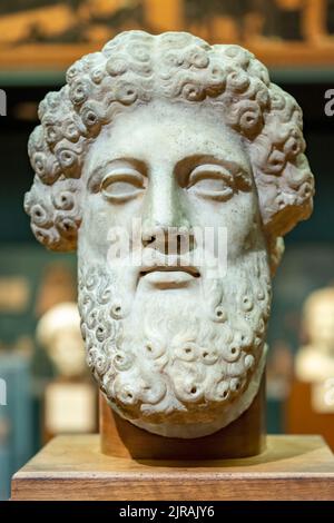 Head of Zeus, antique sculpture in marble. Item seen in the Royal Ontario Museum Stock Photo