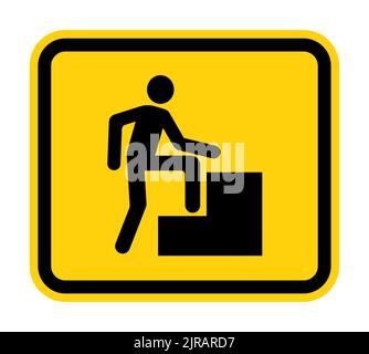 Caution Step Up Sign On White Background Stock Vector