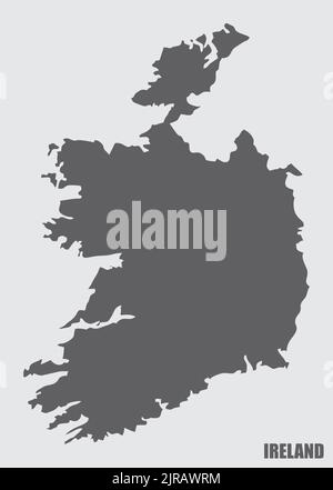 Ireland map silhouette isolated on gray background Stock Vector
