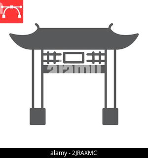 Chinese gate glyph icon, asian and travel, chinese dress vector icon, japan gate vector graphics, editable stroke solid sign, eps 10. Stock Vector