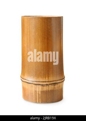 Front view of cup made of bamboo trunk isolated on white Stock Photo