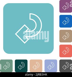 Return arrow outline white flat icons on color rounded square backgrounds Stock Vector