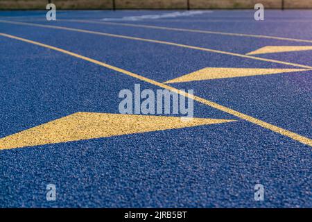 Inspiring close up of the start of an exchange zone on a new blue ...