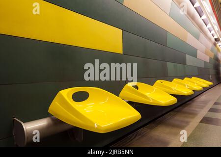 Waiting seats at a subway station in Santiago de Chile Stock Photo