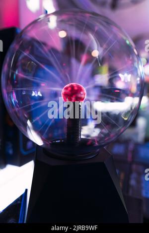 Close-up of glowing plasma ball Stock Photo