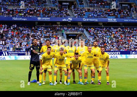 Malaga, Spain. 22nd Aug, 2022. UD Las Palmas players pose for a group photo during the LaLiga Smartbank 2022/2023 match between Malaga CF and UD Las Palmas at La Rosaleda Stadium. Final Score; Malaga CF 0:4 UD Las Palmas. (Photo by Francis Gonzalez/SOPA Images/Sipa USA) Credit: Sipa USA/Alamy Live News Stock Photo