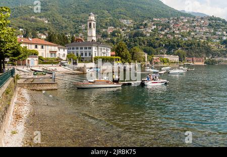 Cernobbio, Como, Italy - June 30, 2022: Lakefront of Cernobbio, the popular holiday resort on the shore of Lake Como, Lombardy. Stock Photo