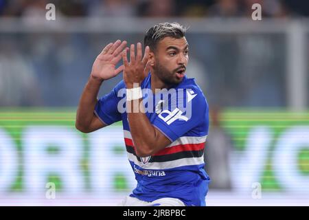Genoa, Italy. 22nd Aug, 2022. Mehdi Leris of UC Sampdoria reacts during the Serie A match at Luigi Ferraris, Genoa. Picture credit should read: Jonathan Moscrop/Sportimage Credit: Sportimage/Alamy Live News Stock Photo