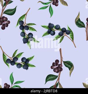 Seamless pattern with blueberries. Vector. Stock Vector