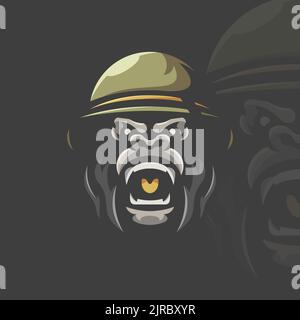 GORILLA SOLDIER MASCOT LOGO SUITABLE FOR SPORT LOGO Stock Vector