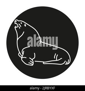 Steller sea lion color line illustration. Marine mammals Stock Vector