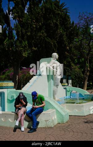 Fuente de los Cántaros (Fountain of the jugs) at the Lindbergh Forum in Parque Mexico in the Colonia Hipodromo of Colonia Condesa, Mexico City,. Stock Photo
