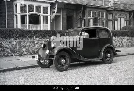 1950s, historical, 2-door car, pre-war Morris 8, England, UK Stock Photo