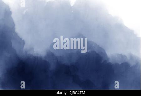 Graceful abstract watercolor blue mountains and clouds, japanese prints like., art with abstract art. gouache painting, clear color. Abstract art for Stock Photo