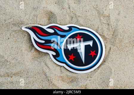 Tennessee Titans, American football club, creative 3D logo, blue  background, 3d emblem, NFL, Nashvil…