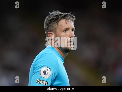 Nottingham Forest goalkeeper Wayne Hennessey during the Carabao Cup second round match at Blundell Park, Grimsby. Picture date: Tuesday August 23, 2022. Stock Photo