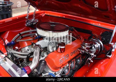 A 572cid Chevrolet Crate Engine installed in a Chevelle SS. Stock Photo