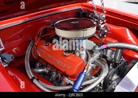 A 572cid Chevrolet Crate Engine installed in a Chevelle SS. Stock Photo