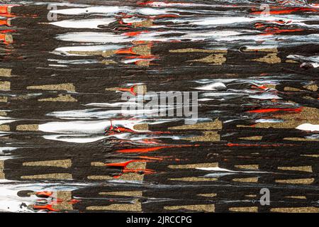 Wall background with stains, splashes, smudges, drops of paint, abstract graffiti Stock Photo