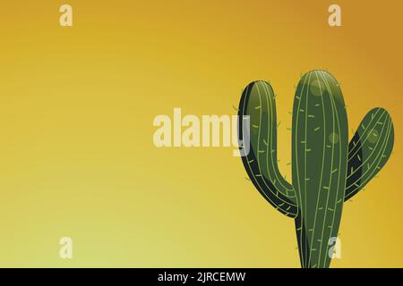 Tall succulent cactuses with thorns on color background. Vector drawing set illustration for icon, game, packaging, banner. Wild west, western, cowboy Stock Vector