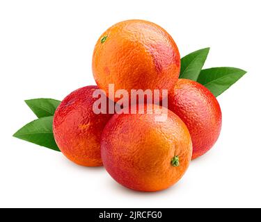 red blood orange slice, isolated on white background, clipping path, full depth of field Stock Photo