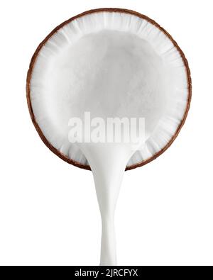 Coconut milk, isolated on white background, full depth of field Stock Photo