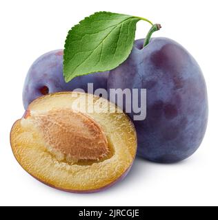 plum isolated on white background, clipping path, full depth of field Stock Photo