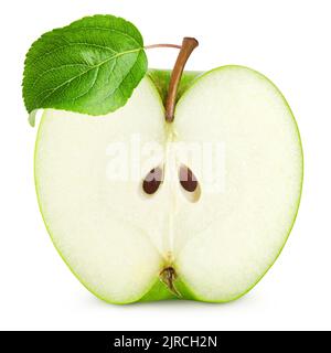 Green juicy apple slice isolated on white background, clipping path, full depth of field Stock Photo