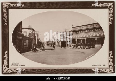 Market Street North, Blenheim, New Zealand, 1904-1915, Blenheim, by Muir & Moodie. Stock Photo