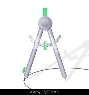 Drafting compass for drawing circles and curves. Caliper tool for drafting. Vector illustration. Stock Vector