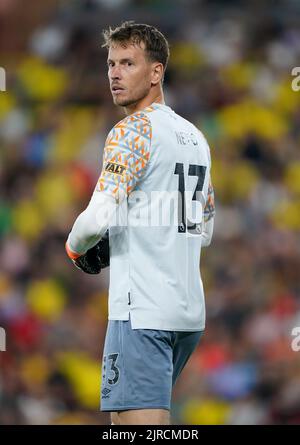 Bournemouth goalkeeper Murara Neto during the Carabao Cup second round match at Carrow Road, Norwich. Picture date: Tuesday 23rd August, 2022. Stock Photo