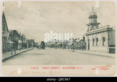 Nzl Rangoira High Street, Rangiora, New Zealand, Muir & Moodie studio, 1905 ...