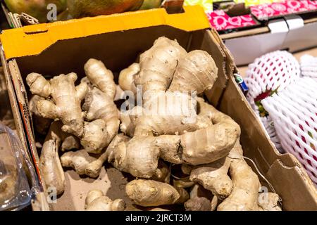 Ginger root for sale at a shop Stock Photo