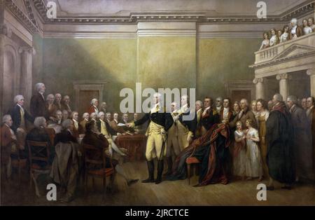 General George Washington Resigning His Commission, by John Trumbull, 1824 Stock Photo