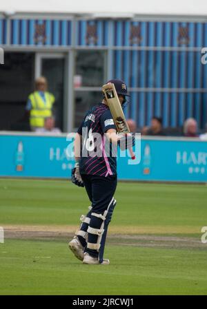 Joe Cracknell brings up his 50 in a Royal London One Day Cup Game Stock Photo