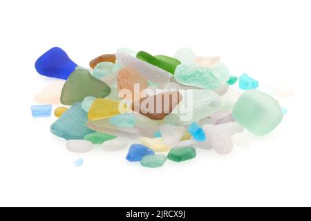 Pieces of authetic colourful sea glass picked from the shores of Cape Breton Island Canada. Stock Photo