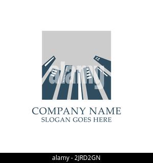 Building exterior construction logo design inspirations, skyscraper with modern town square concept Premium Vector Stock Vector