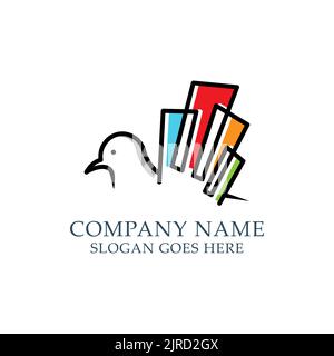 exterior property company logo with a combination of a dove with a buildings as its wings, very good for modern company brands, real estate constructi Stock Vector