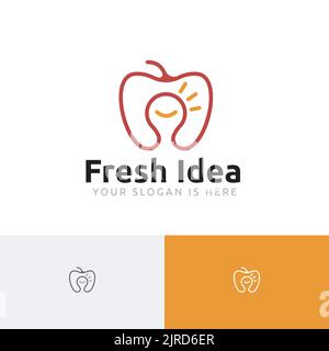 Fresh Idea Apple Fruit Smart Light Line Logo Stock Vector