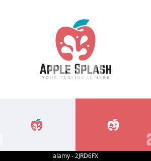 Apple Splash Natural Fresh Fruit Juice Logo Stock Vector